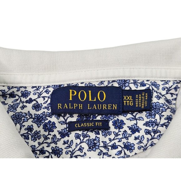 Polo Ralph Lauren Floral Polo Shirt Men's XXL Classic Fit Blue White Golf - Picture 6 of 11